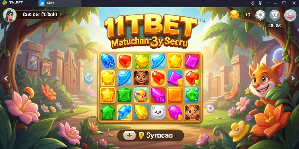 Screenshot gameplay <strong>11TBET</strong> menampilkan saat mencocokkan permata berwarna.
