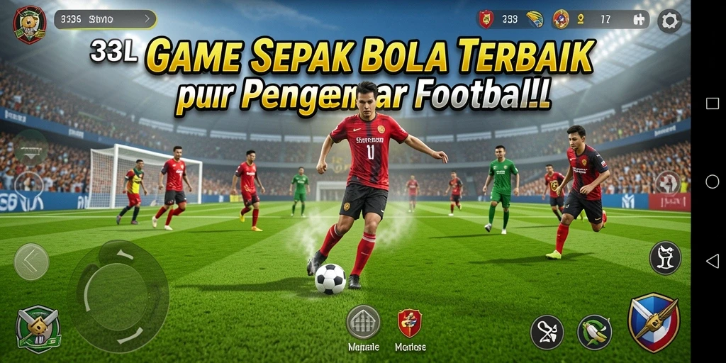Tampilan gameplay menyerupai pertandingan sepak bola nyata.
