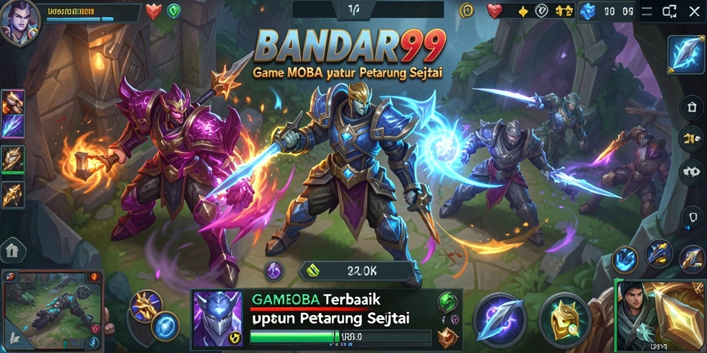 Tampilan gameplay BANDAR99 yang intens dalam pertempuran MOBA.
