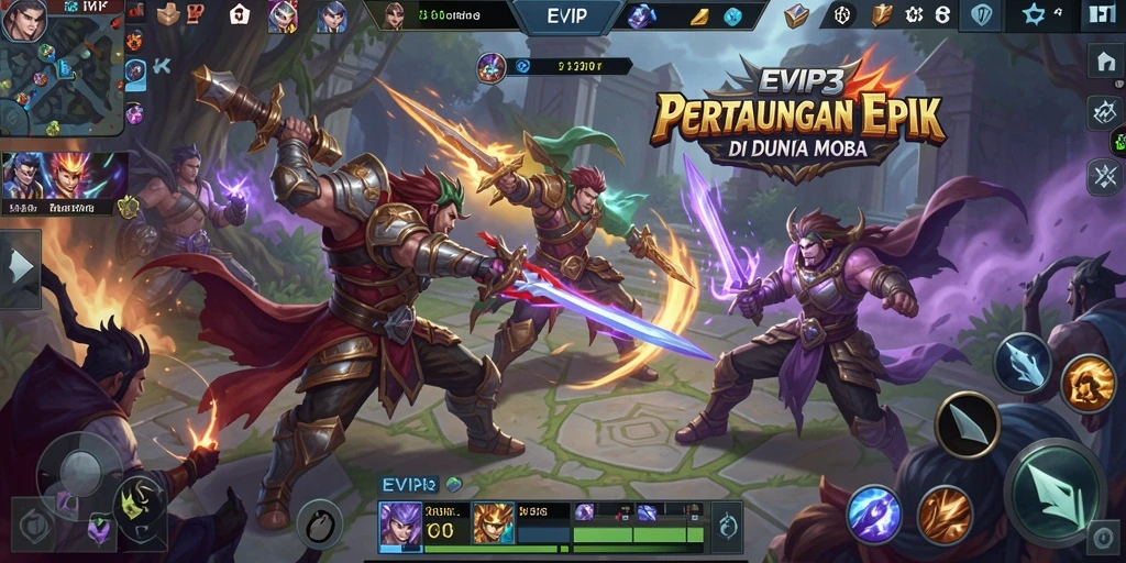 Tangkapan layar gameplay menampilkan pertarungan seru di arena MOBA.