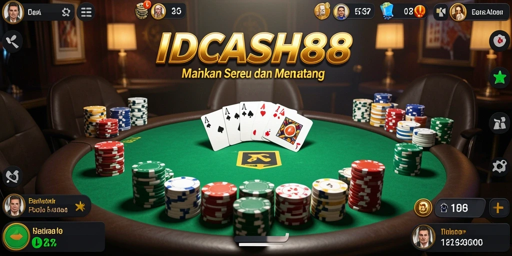 Tampilan layar utama IDCASH88 yang menyajikan gameplay Poker