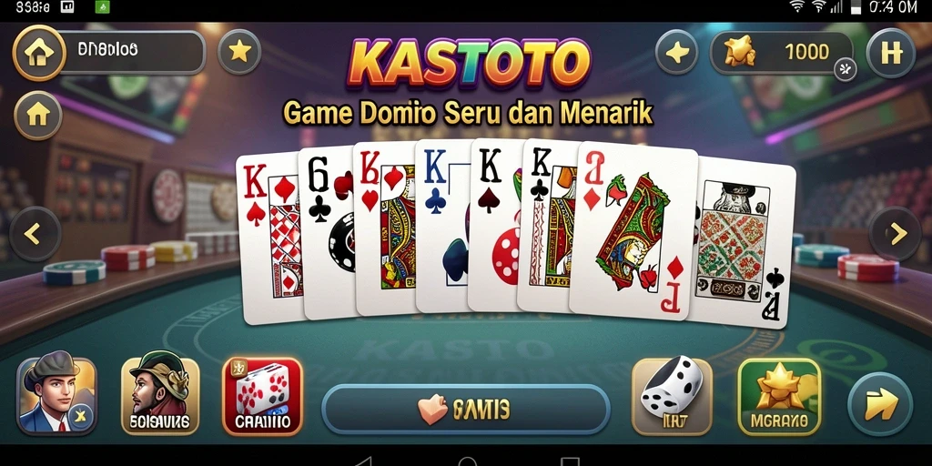 Screenshot KASTOTO menampilkan gameplay Domino yang seru.