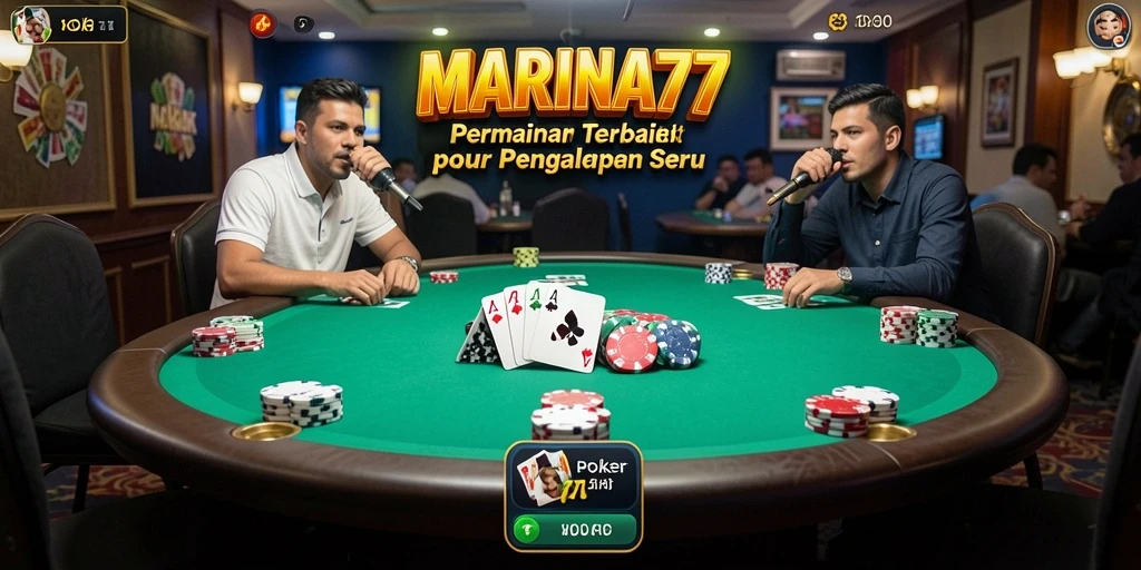 Screenshot utama MARINA77 menampilkan gameplay Poker yang mendebarkan.