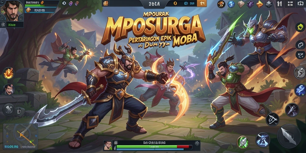 Tampilan gameplay seru dalam <strong>MPOSURGA</strong> dengan pertempuran tim yang dinamis.