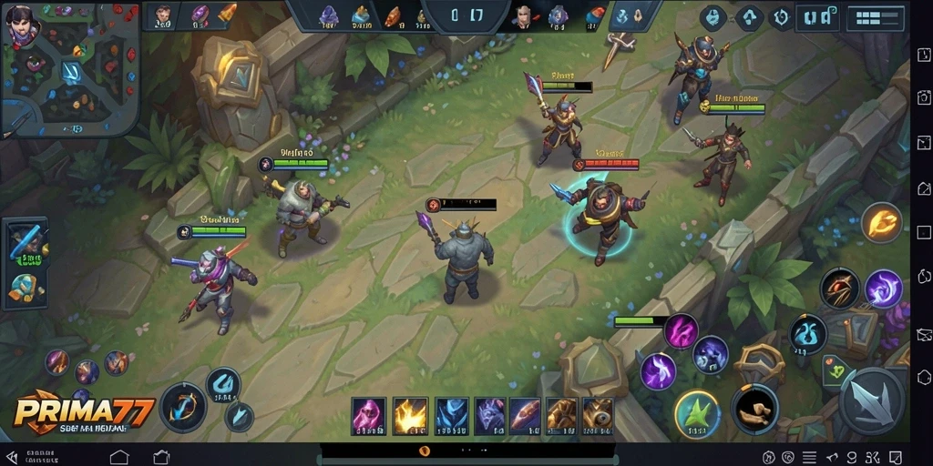 Tampilan gameplay menarik dari PRIMA77 dalam pertarungan MOBA.