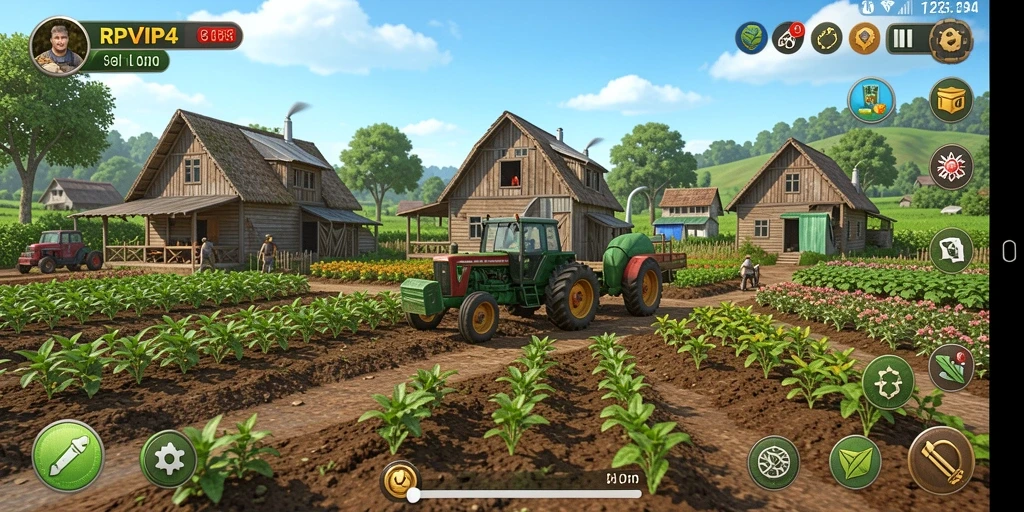 Tampilan gameplay RPVIP4 menampilkan aktivitas bertani yang menyenangkan.